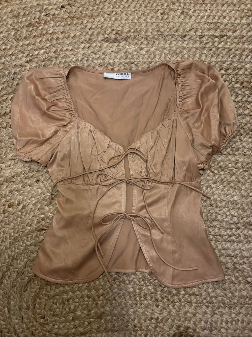Sophia Rue Puff Sleeve Tie Top
